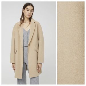 NWT. Pull&Bear Beige Long Coat with Flap Pockets. Size XS.